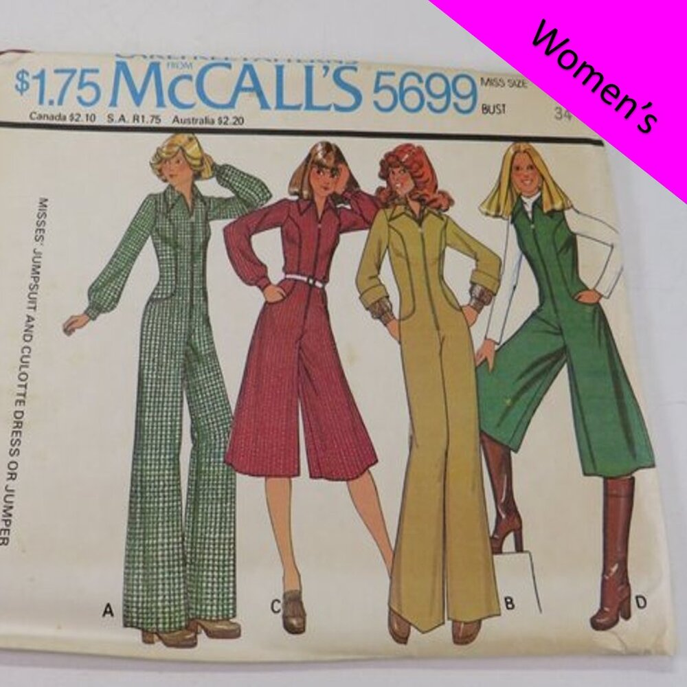 McCalls 5699 clothing pattern Jumpsuit, Culotte Dress, Jumper size 12